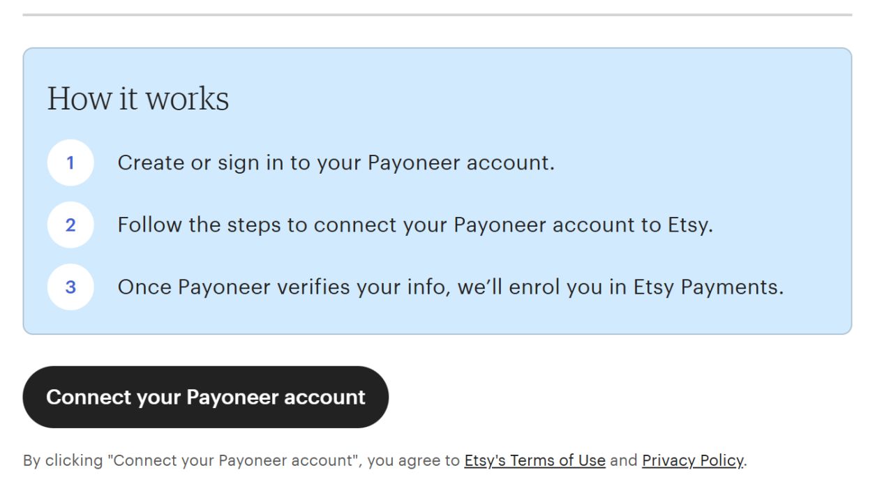 Turn on Etsy Payment