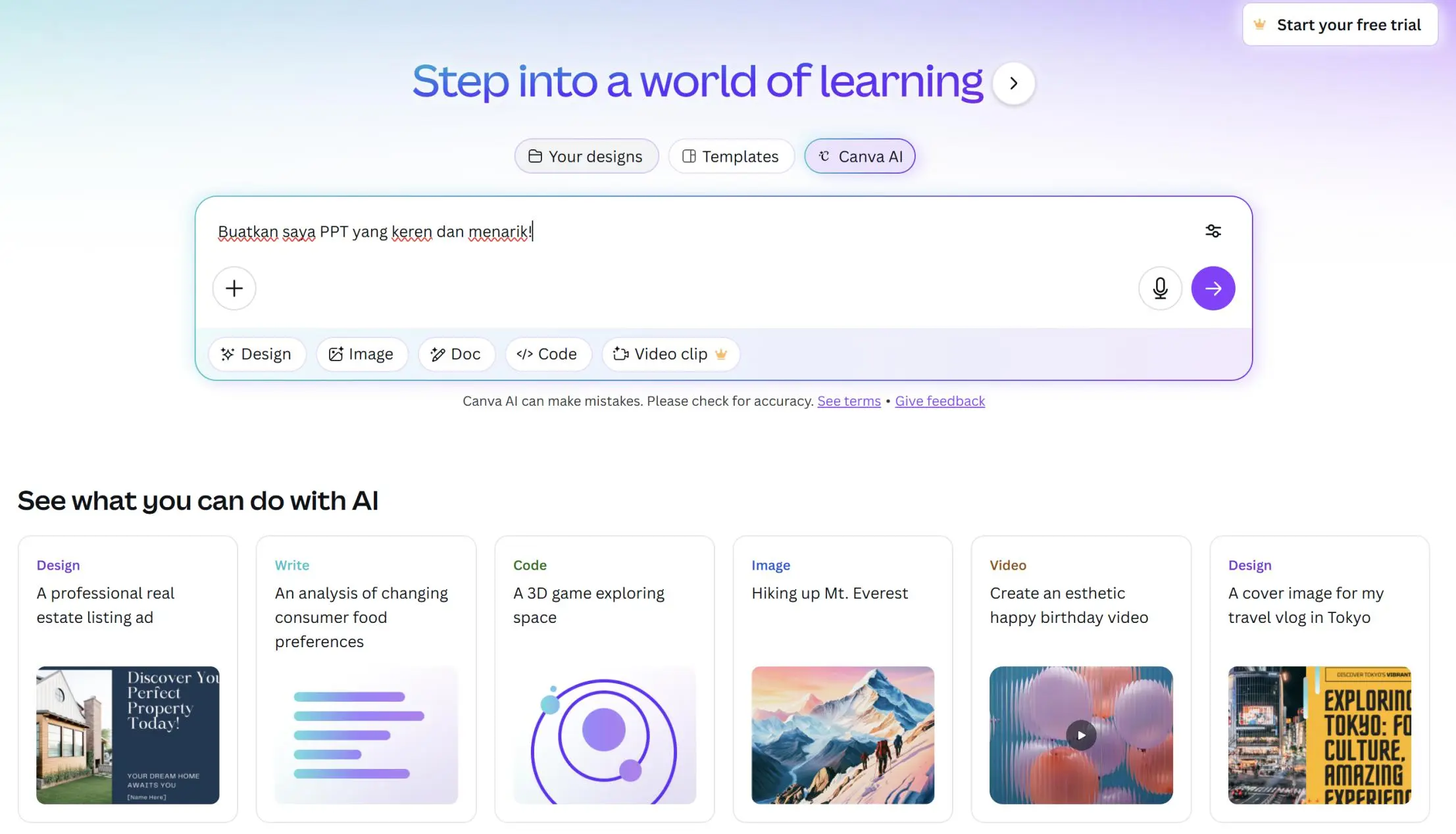 PowerPoint dengan AI Canva