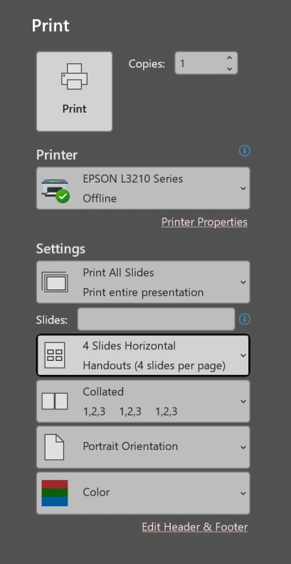 Membuka Pengaturan Print