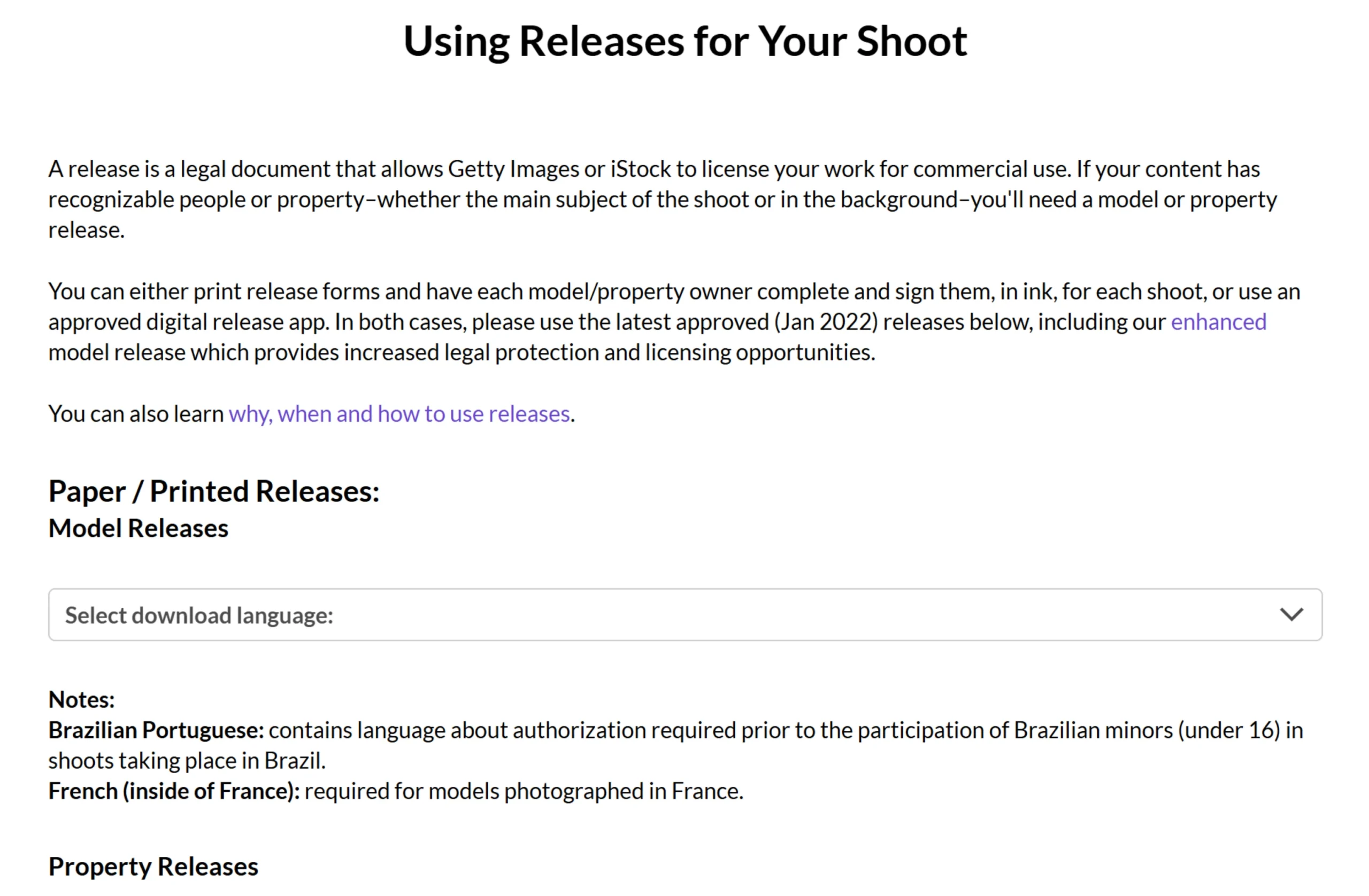 Model Release di Shutterstock