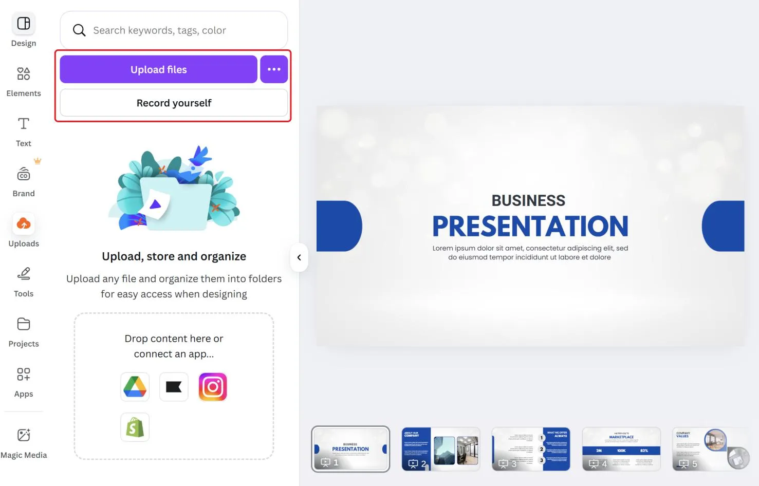 Tambahkan Video dari Penyimpanan Canva