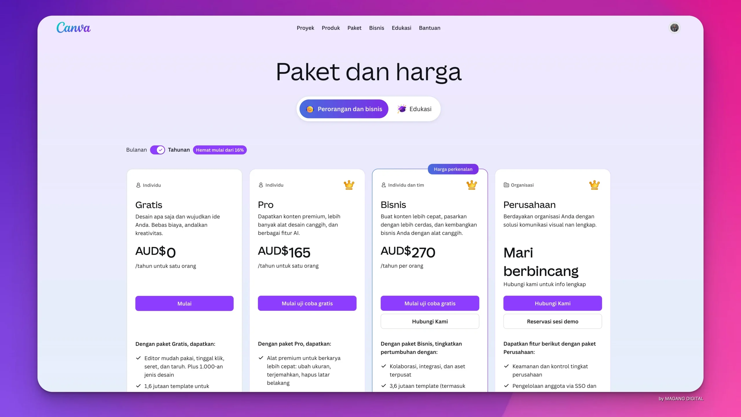 Cara Membatalkan Langganan Canva