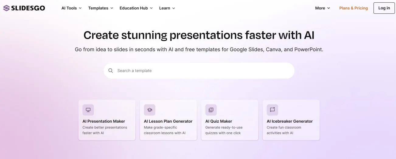 Slidesgo homepage