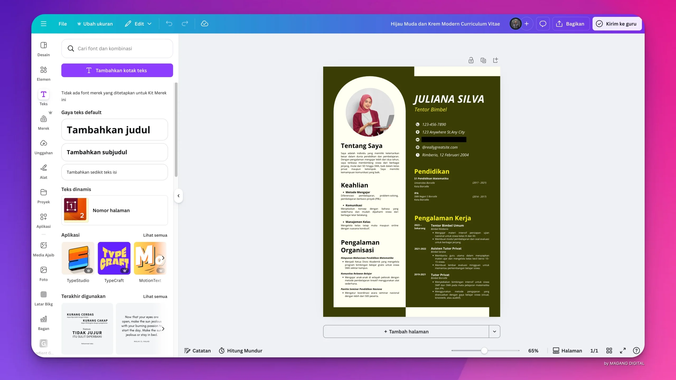 Cara Membuat Curriculum Vitae di Canva